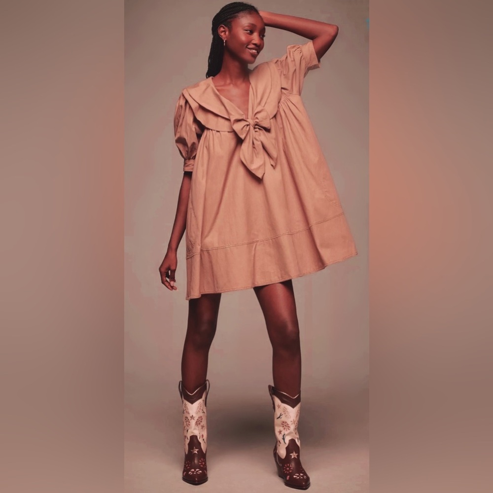 Red Pilcro Bow Collar Dress